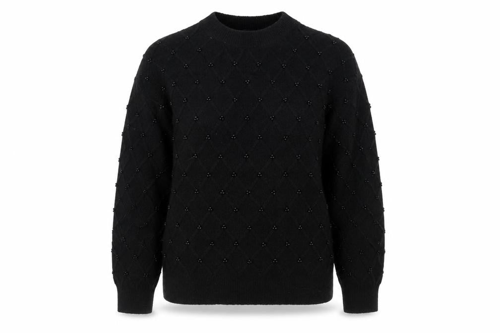 Marks and Spencer Women's Black Beaded Argyle Knit Jumper L