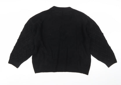 Marks and Spencer Women's Black Beaded Argyle Knit Jumper L