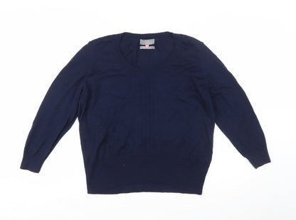 John Lewis Women Blue Merino Wool Round Neck Jumper Size 18