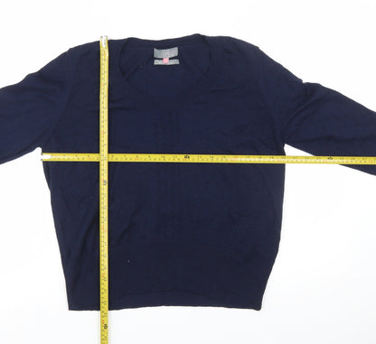 John Lewis Women Blue Merino Wool Round Neck Jumper Size 18