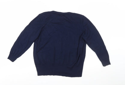 John Lewis Women Blue Merino Wool Round Neck Jumper Size 18