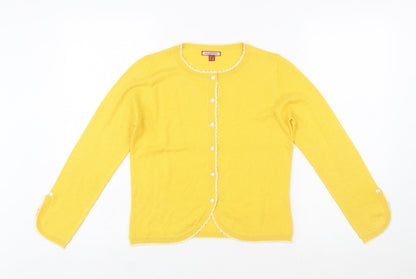 Joe Browns Women's Yellow Cardigan Size 8 Crew Neck Knit Jumper