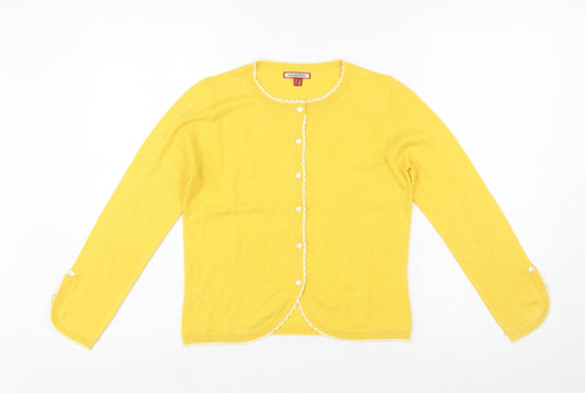 Joe Browns Women's Yellow Cardigan Size 8 Crew Neck Knit Jumper