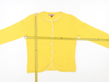 Joe Browns Women's Yellow Cardigan Size 8 Crew Neck Knit Jumper