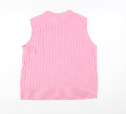 Marks and Spencer Autograph Pink Cashmere Blend Women's Sleeveless Cable Vest M