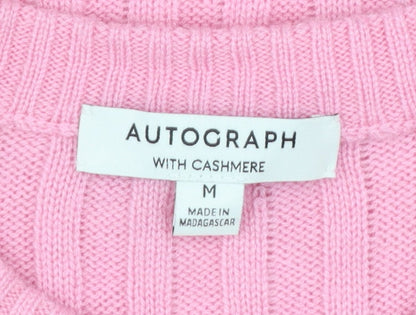 Marks and Spencer Autograph Pink Cashmere Blend Women's Sleeveless Cable Vest M