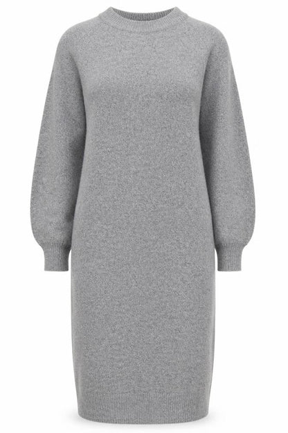 Warehouse Women Grey Wool Blend Long Sleeve Jumper Dress M