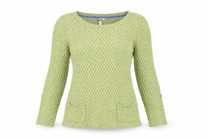 White Stuff Women's Green Cable-Knit Cotton Jumper Size 8