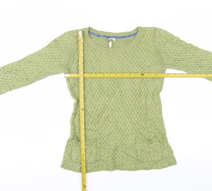 White Stuff Women's Green Cable-Knit Cotton Jumper Size 8