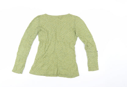 White Stuff Women's Green Cable-Knit Cotton Jumper Size 8
