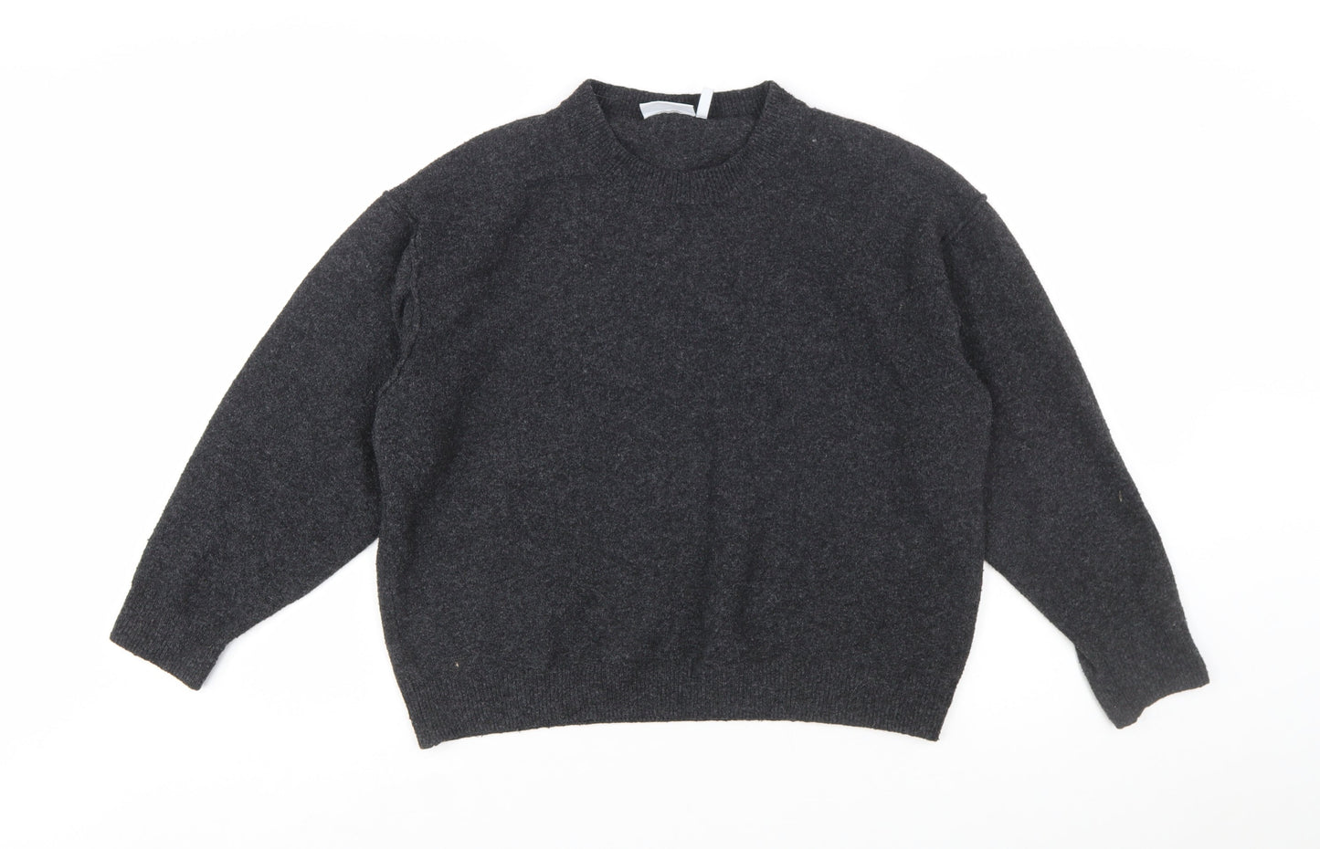 Weekday Womens Grey Wool Blend Crew Neck Pullover Jumper Size S
