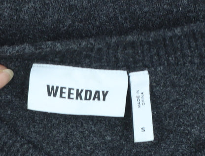 Weekday Womens Grey Wool Blend Crew Neck Pullover Jumper Size S