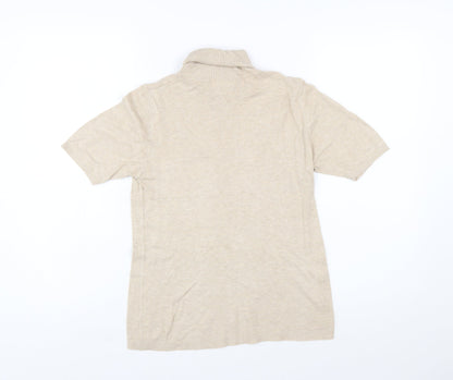 MNG Women Beige Roll Neck Short Sleeve Wool Blend Jumper Size 12