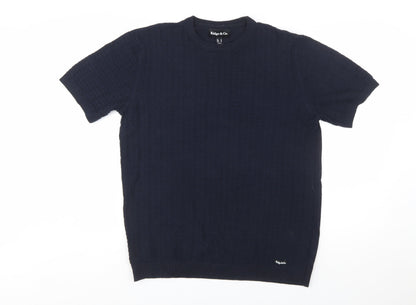 Ridge & Co. Men's Blue Cotton Knit Short Sleeve Jumper M