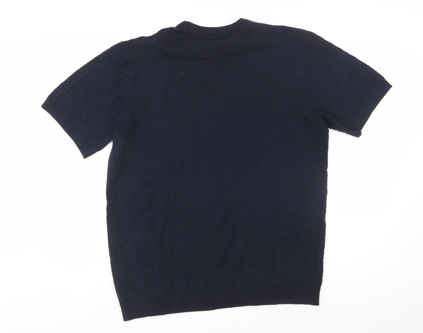Ridge & Co. Men's Blue Cotton Knit Short Sleeve Jumper M