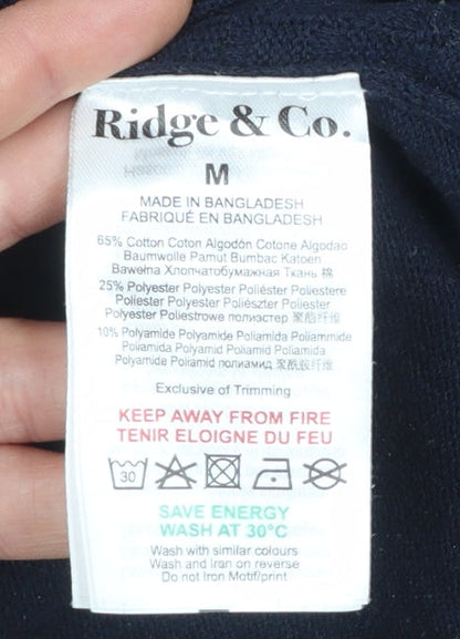 Ridge & Co. Men's Blue Cotton Knit Short Sleeve Jumper M