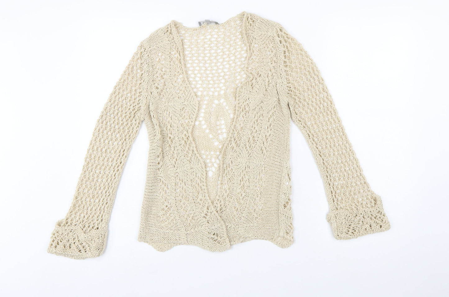 Steilmann Women's Beige Open Knit Long Sleeve Cardigan S