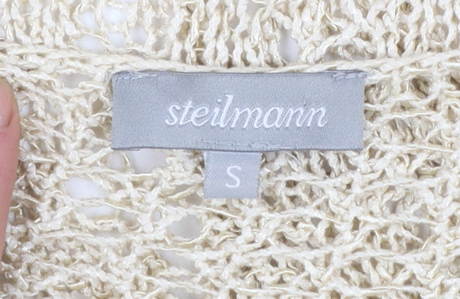 Steilmann Women's Beige Open Knit Long Sleeve Cardigan S