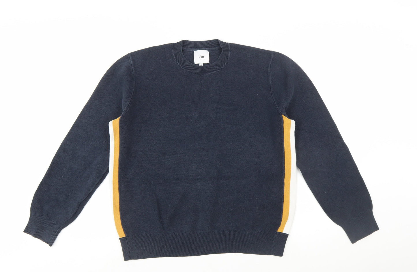Kin Women's Blue Crew Neck Cotton Pullover Jumper Size M