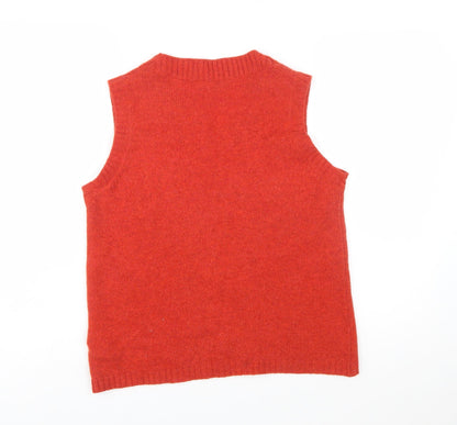 TOAST Women's Red Shetland Wool Sleeveless V-Neck Vest Size 12