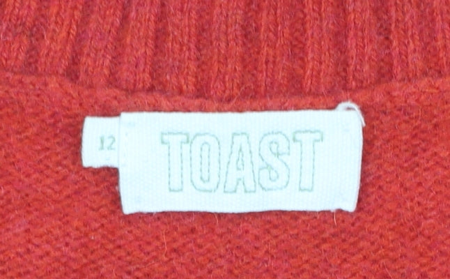 TOAST Women's Red Shetland Wool Sleeveless V-Neck Vest Size 12