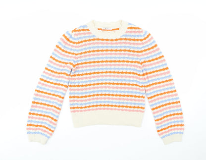 Tu Women Multicoloured Striped Knit Jumper Size 8 Pullover