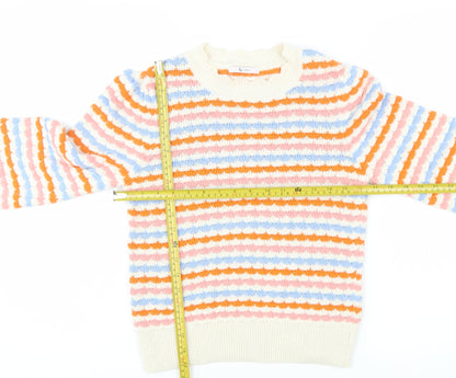 Tu Women Multicoloured Striped Knit Jumper Size 8 Pullover