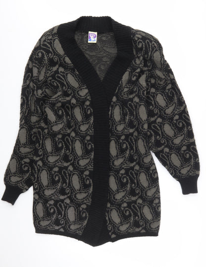 Yessica Women Black Grey Paisley Knit Long Sleeve Cardigan One Size