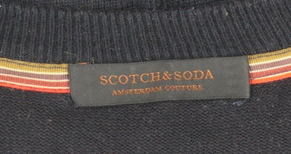 Scotch & Soda Men's Navy Blue Medium Crew Neck Pullover Jumper