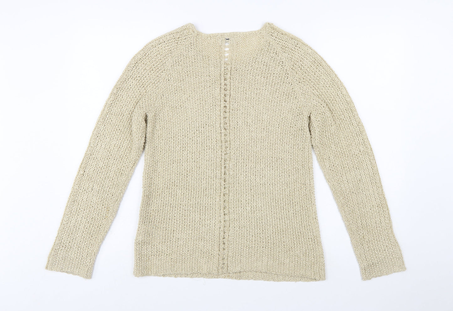 Damart Women Beige Open-Knit Pullover Jumper Size S