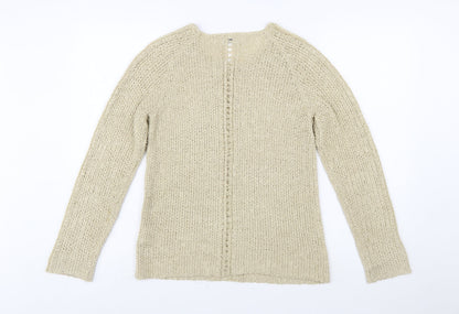 Damart Women Beige Open-Knit Pullover Jumper Size S