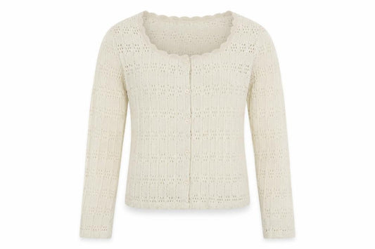 Promod Women Ivory Knit Cardigan L Cotton Blend Open Knit