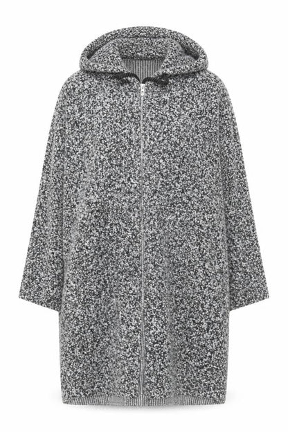 Beloved Woman Grey Hooded Full Zip Cardigan L Soft Knit