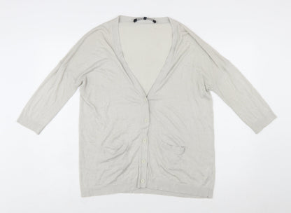 French Connection Women's Beige L Cardigan Knit Viscose Blend