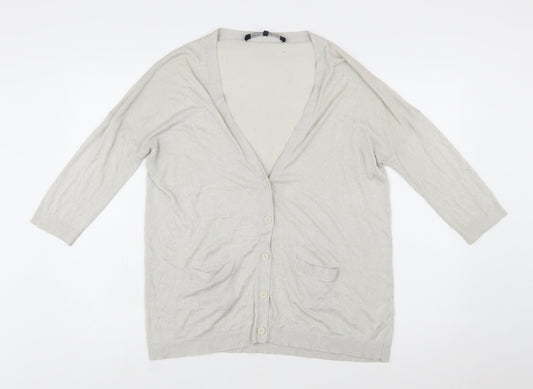 French Connection Women's Beige L Cardigan Knit Viscose Blend