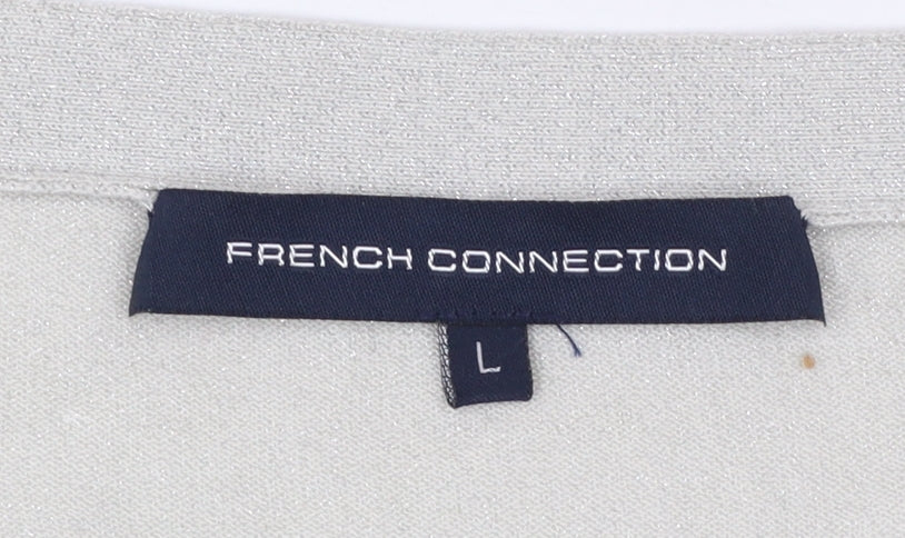 French Connection Women's Beige L Cardigan Knit Viscose Blend