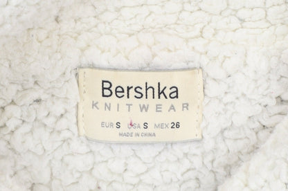Bershka Women's Blue Checked Knit Biker Jacket Size S