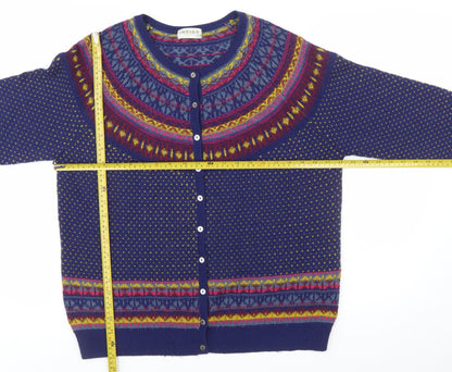 Marks and Spencer Women Blue Fair Isle Cardigan UK 20 Wool Blend