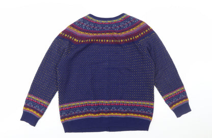 Marks and Spencer Women Blue Fair Isle Cardigan UK 20 Wool Blend