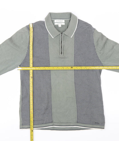 Marks and Spencer Autograph Men's Grey Collared Long Sleeve Pullover Jumper M
