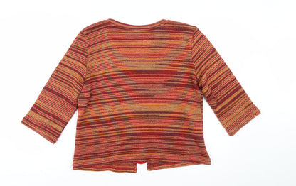 Marks and Spencer Per Una Women's Multicoloured L Striped 3/4 Sleeve Cardigan