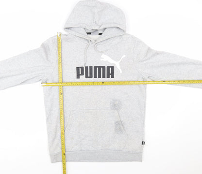 Puma Men's Grey Pullover Hoodie Small Graphic Logo Sweatshirt
