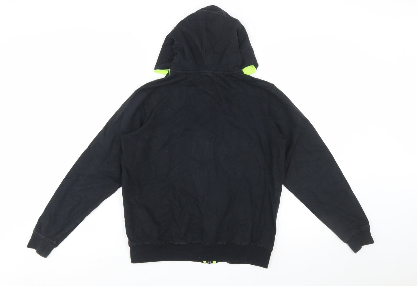 Sergio Tacchini Boys Black Full Zip Hoodie 14 Years 164cm Cotton Logo Sportswear