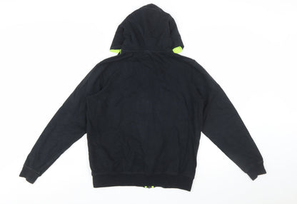 Sergio Tacchini Boys Black Full Zip Hoodie 14 Years 164cm Cotton Logo Sportswear