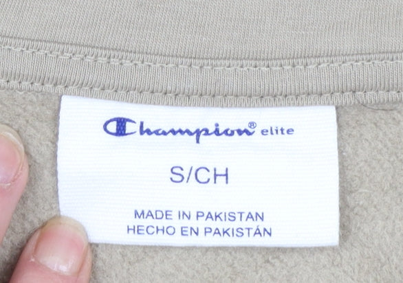 Champion Men Beige 1/4 Zip Pullover Sweatshirt Small Regular Fit