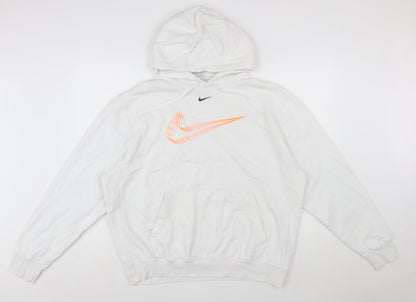 Nike Men White Pullover Hoodie L Graphic Logo Sportswear