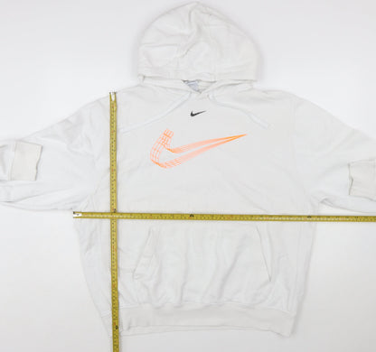 Nike Men White Pullover Hoodie L Graphic Logo Sportswear