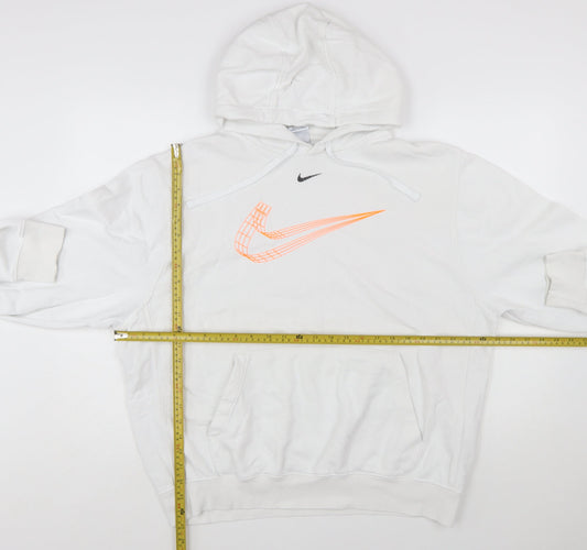 Nike Men White Pullover Hoodie L Graphic Logo Sportswear