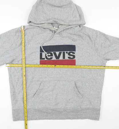 Levi's Mens Grey Pullover Hoodie Size L Graphic Logo Fleece