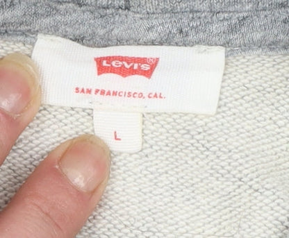 Levi's Mens Grey Pullover Hoodie Size L Graphic Logo Fleece